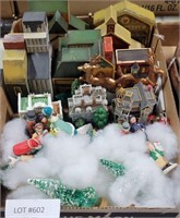 FLAT OF ASSORTED CHRISTMAS FIGURES & BUILDINGS