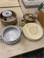 Serving dishes,  miniature planters, small oil