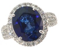 14k Gold 7.13 ct Sapphire & Diamond Ring