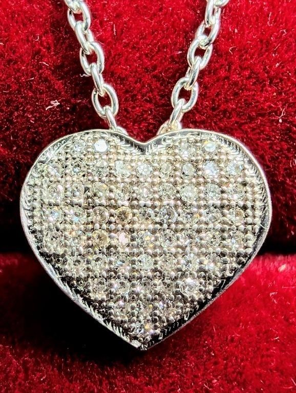 $500 Silver Diamond 18"(0.15ct) Necklace