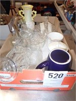 Covered Candy Dish, (2) Sherberts, Glass Juicer,