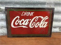 Original Coca Cola glass painted tobacconist sign