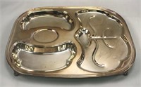 Silver plate 18.5" wide footed meat tray.