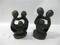 Pair 7" Tall Carved Stone Figures