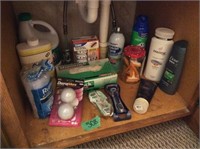 Assorted items under sink