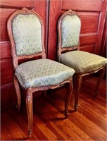 Pair of Green Side Chairs  18" X 18" X 35"