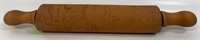 GOOD LARGE WOODEN ROLLING PIN W FIXED HANDLES