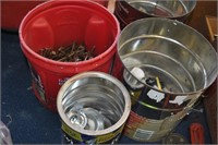 cans of washers, nails, screws