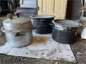3 canning kettles