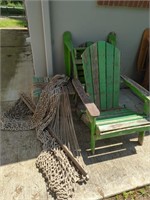 2 FOLDING ADIRONDACK STYLE CHAIRS, TABLE & HAMMOCK