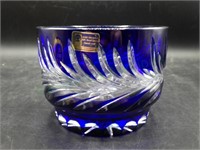 1950s Lausitzer Glas Cobalt Cut Crystal Bowl