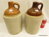2 Antique One Gallon Stoneware Moonshine Crocks