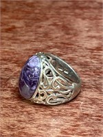 Sterling Silver .925 Purple Charoite Ring Size 9