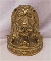 Brass lion doorstop, 5.75" tall