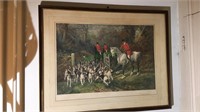 Framed Fox hunt print , copyright 1909 by frosted