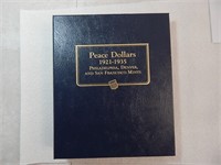 18 Peace Silver Dollars in Binder 1921-1935