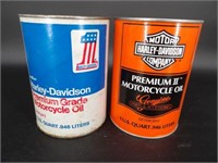 LOT (2) Harley Davidson Motor Oil Quart Cans