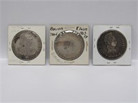 Bolivia 8 Soles, three silver coins