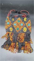 Antique Draw String Beaded Purse
