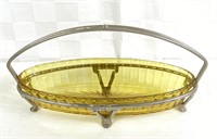 Heissey Amber Glass Dish with Caddy
