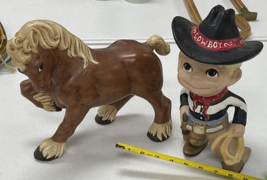 Ceramic Cowboy and Horse