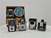 5pc Antique Camera Collection Kodak Duaflex III+