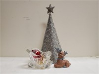 Shiny Brite ornaments (2), Christmas tree,