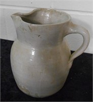 Gray Glazed Clay Pottery Pitcher 7½:" tall