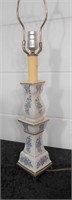 Floral Porcelain Lamp w/ Brass Base - Rewired