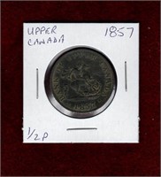 UPPER CANADA 1857 HALF PENNY
