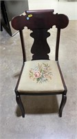 Wooden chair flower knitted seat