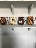 Set Of Ceramic Animal Print Water Vases With