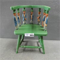 Hand Carved Unusual Figural Doll Chair