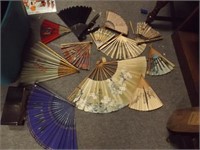 (12) Vintage Hand Painted Oriental Fans - AS IS
