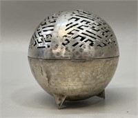 Art Deco style silver plate potpourri ball
