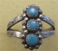 Zuni SS Turquoise Ring - Tested