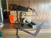 Box Lot Antique Tools and Saws