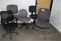 Five office chairs