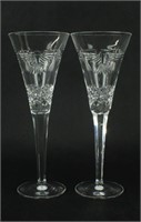 Pair of WATERFORD Crystal Champagne Flutes