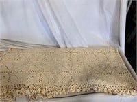 Crocheted 68 x 74 Ecru Coverlet Table Cloth