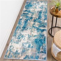 FM3609  iOhouze 2'x6' Blue Modern Abstract Runner