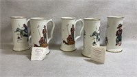 5 vtg Norman Rockwell mugs