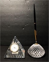 Waterford Crystal Clock & Oneida Crystal Pen