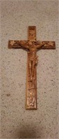 Large hand carved solid wood religious cross