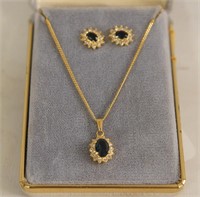 14kt Diamond & Sapphire Necklace & Earrings