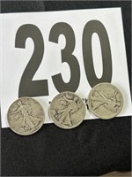 (3) Walking Liberty Silver Half Dollars(CASH