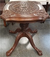 HIGHLY CARVED OCCASIONAL TABLE W BALL & CLAW FEET