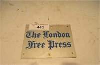 LONDON FREE PRESS SIGN