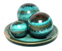 Turquoise Decorative Charger with Matching Spheres