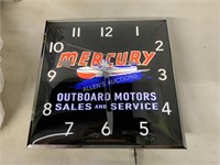 METAL MERCURY OUTBOARD MOTORS GLASS FRONT CLOCK